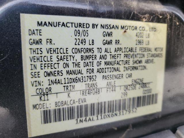 1N4AL11DX6N317952 - 2006 NISSAN ALTIMA S GRAY photo 12