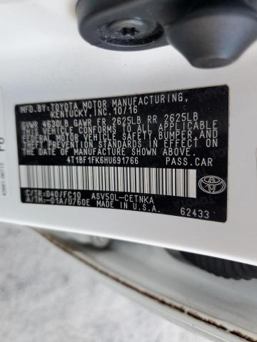 4T1BF1FK6HU691766 - 2017 TOYOTA CAMRY LE WHITE photo 13