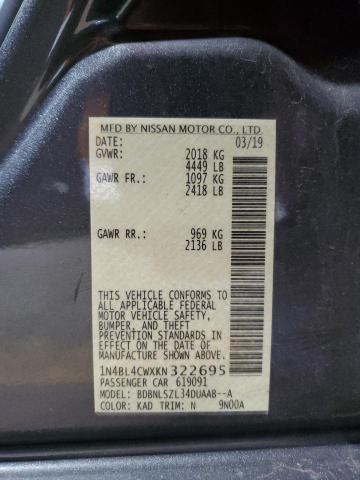 1N4BL4CWXKN322695 - 2019 NISSAN ALTIMA SR CHARCOAL photo 13