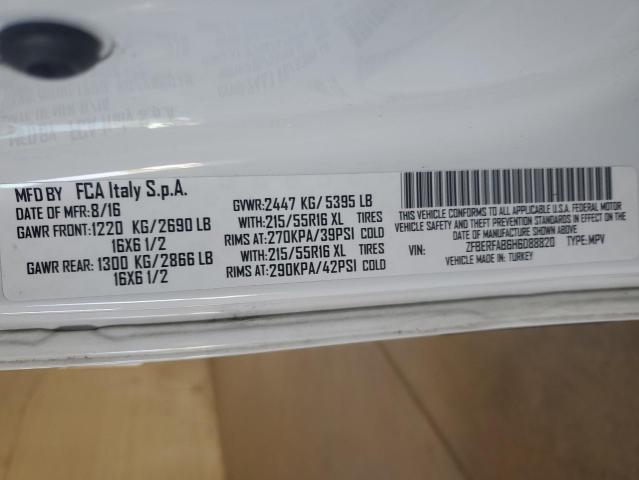 ZFBERFAB6H6D88820 - 2017 RAM PROMASTER CITY Սպիտակ լուսանկար 12