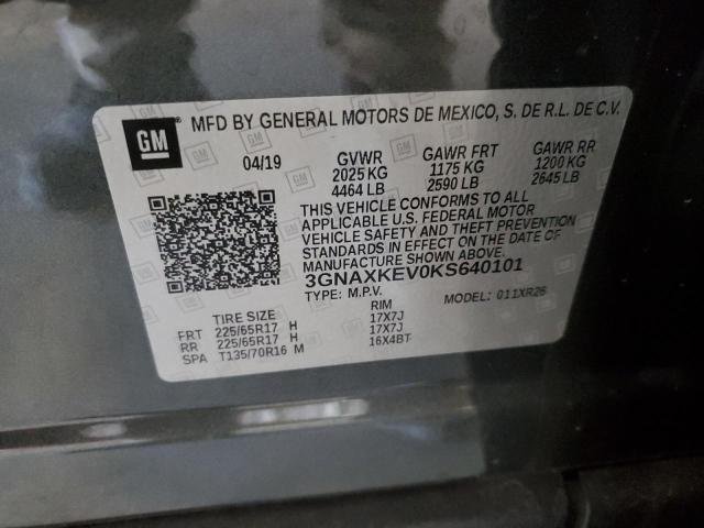 3GNAXKEV0KS640101 - 2019 CHEVROLET EQUINOX LT GRAY photo 12