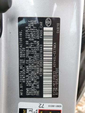 4T1BF3EK0AU018443 - 2010 TOYOTA CAMRY BASE Gümüş foto 12