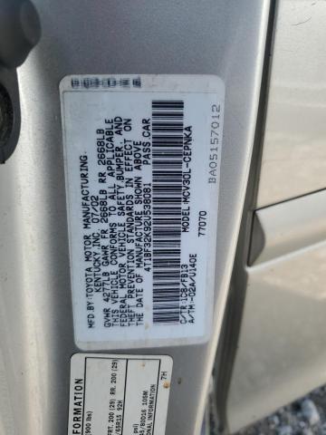 4T1BF32K92U538081 - 2002 TOYOTA CAMRY LE SILVER photo 12