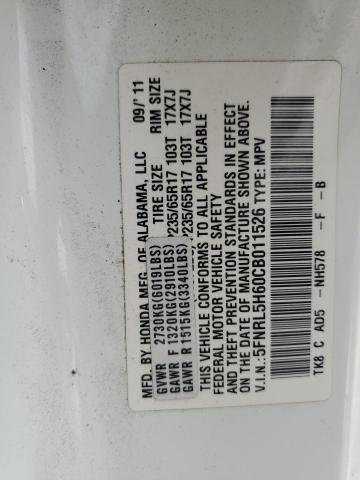 5FNRL5H60CB011526 - 2012 HONDA ODYSSEY EXL Ağ foto 13