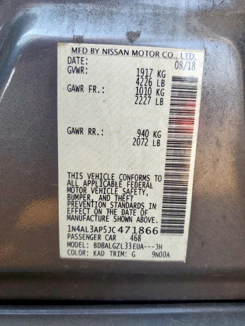 1N4AL3AP5JC471866 - 2018 NISSAN ALTIMA 2.5 GRAY photo 13