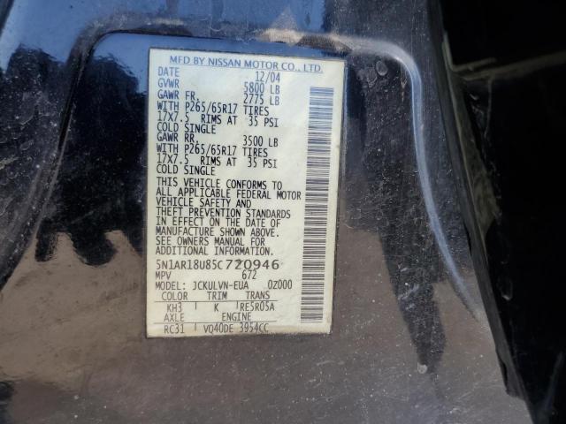 5N1AR18U85C720946 - 2005 NISSAN PATHFINDER LE 黑色 照片 12
