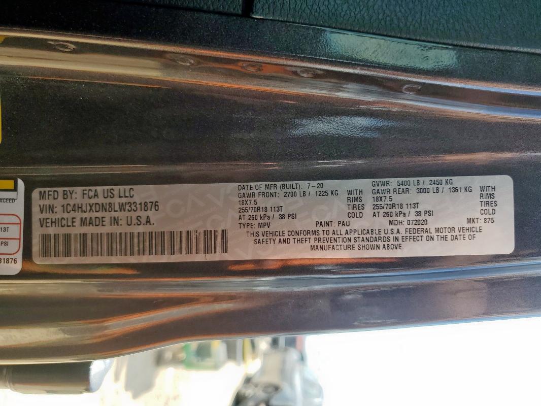 1C4HJXDN8LW331876 - 2020 JEEP WRANGLER U SPORT Qara foto 14