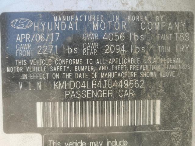 KMHD04LB4JU449662 - 2018 HYUNDAI ELANTRA SPORT SILVER photo 13