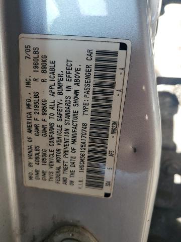 1HGCM56125A170748 - 2005 HONDA ACCORD DX SILVER photo 12