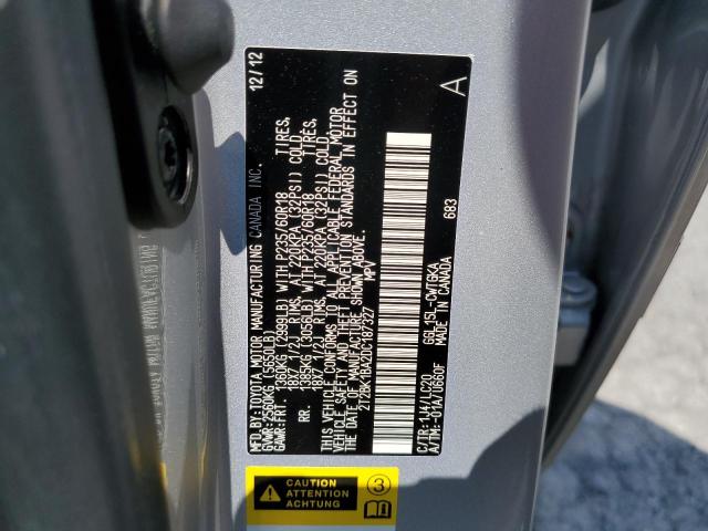 2T2BK1BA2DC187327 - 2013 LEXUS RX 350 BASE ვერცხლისფერი ფოტო 13