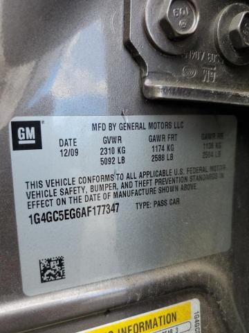 1G4GC5EG6AF177347 - 2010 BUICK LACROSSE CXL GRAY photo 12