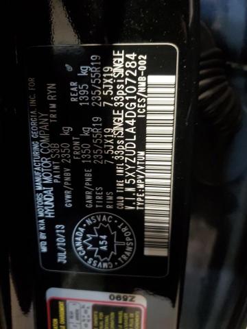 5XYZUDLA4DG107284 - 2013 HYUNDAI SANTA FE S BLACK photo 13