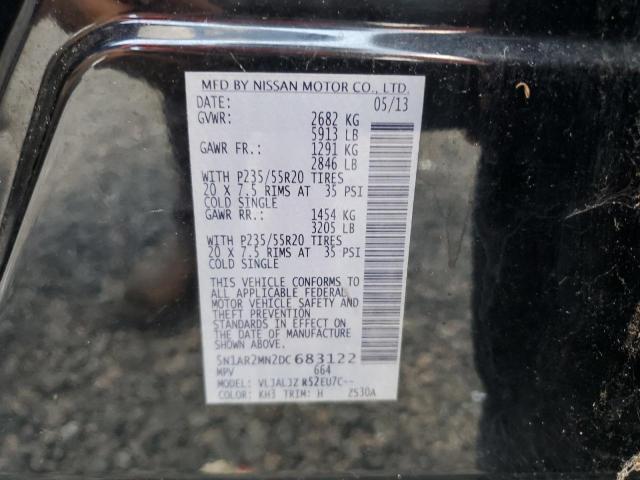 5N1AR2MN2DC683122 - 2013 NISSAN PATHFINDER S შავი ფოტო 13