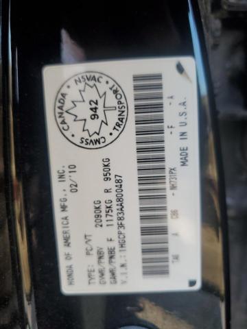 1HGCP3F83AA800487 - 2010 HONDA ACCORD EXL BLACK photo 12