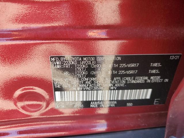 JTMLWRFV9ND138588 - 2022 TOYOTA RAV4 LE BURGUNDY photo 13