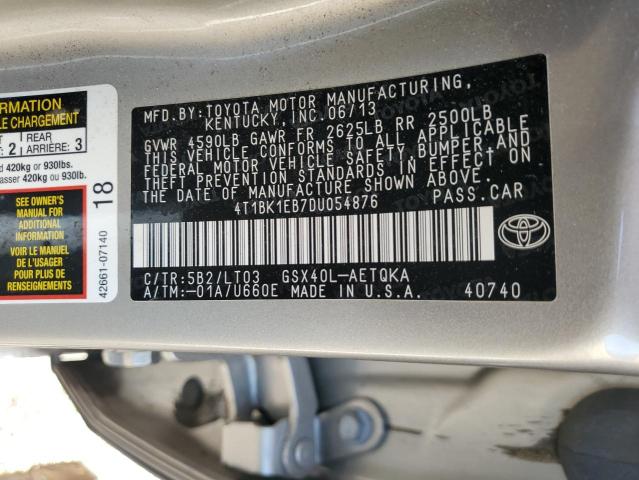 4T1BK1EB7DU054876 - 2013 TOYOTA AVALON BASE بيج صورة 12