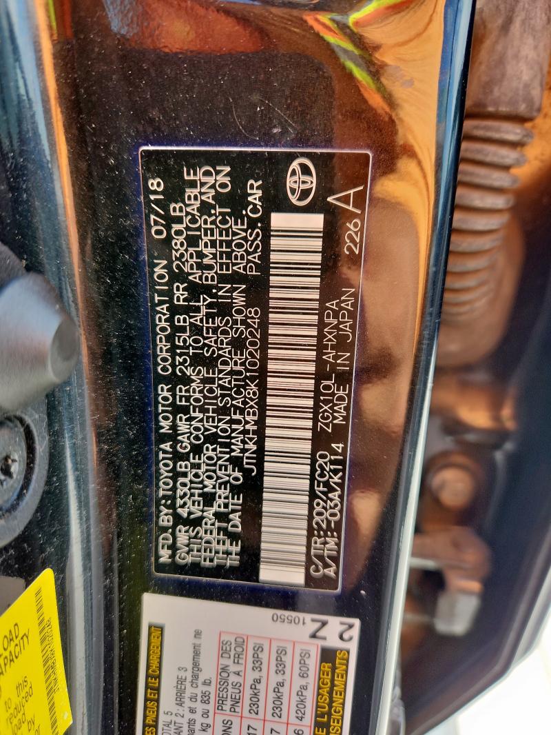 JTNKHMBX8K1020248 - 2019 TOYOTA C-HR XLE Qara foto 12