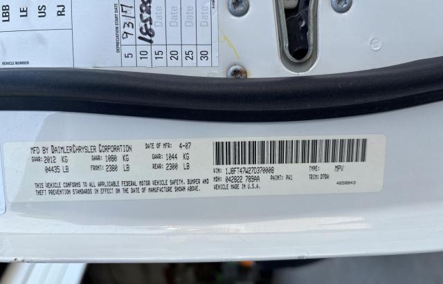 1J8FT47W27D370008 - 2007 JEEP COMPASS WHITE photo 10