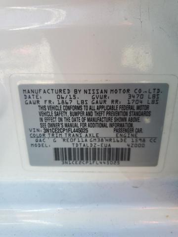 3N1CE2CP1FL445025 - 2015 NISSAN VERSA NOTE S WHITE photo 13