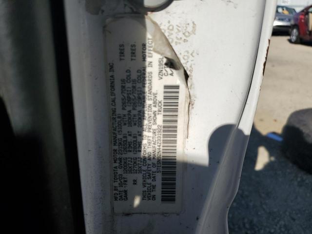 5TESN92N44Z331922 - 2004 TOYOTA TACOMA XTRACAB PRERUNNER თეთრი ფოტო 12