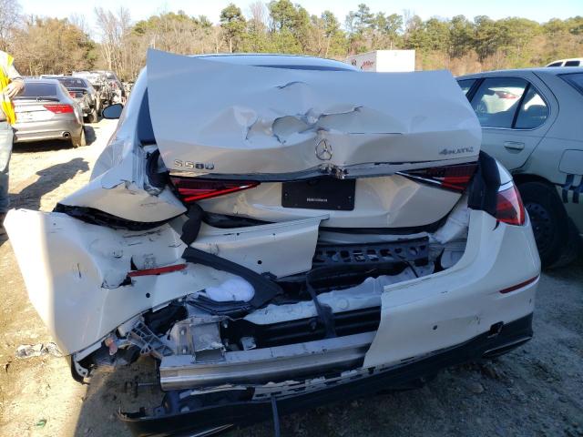 W1K6G7GB2NA109797 - 2022 MERCEDES-BENZ S 580 4MATIC WHITE photo 6