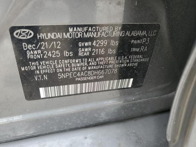 5NPEC4AC8DH667078 - 2013 HYUNDAI SONATA SE 灰色 照片 12