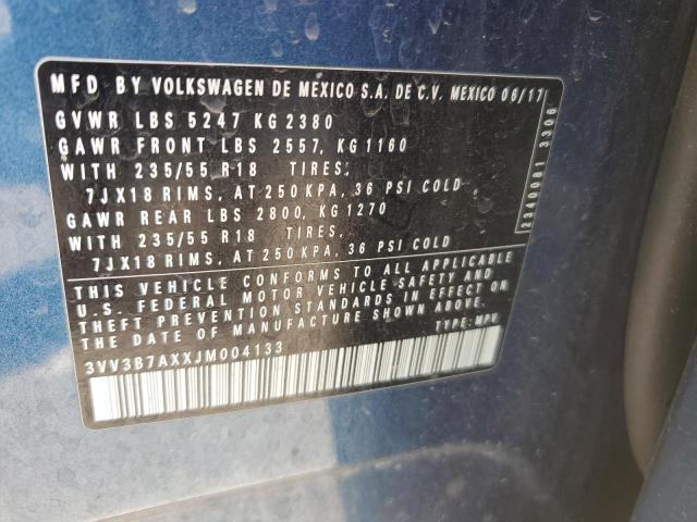 3VV3B7AXXJM004133 - 2018 VOLKSWAGEN TIGUAN SE BLUE photo 14
