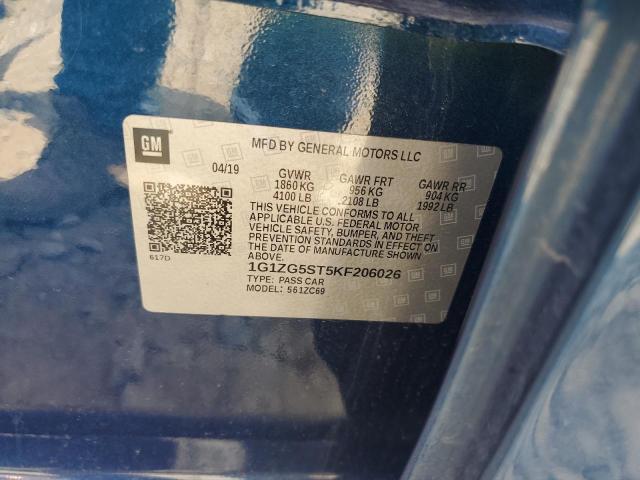 1G1ZG5ST5KF206026 - 2019 CHEVROLET MALIBU RS BLUE photo 12