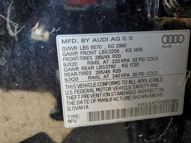 WA1LAAF70HD001524 - 2017 AUDI Q7 PREMIUM PLUS Қара фото 12