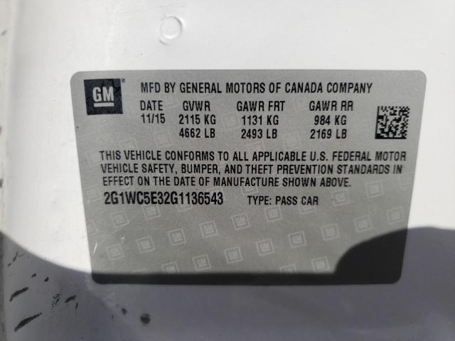 2G1WC5E32G1136543 - 2016 CHEVROLET IMPALA LIM LTZ WHITE photo 12