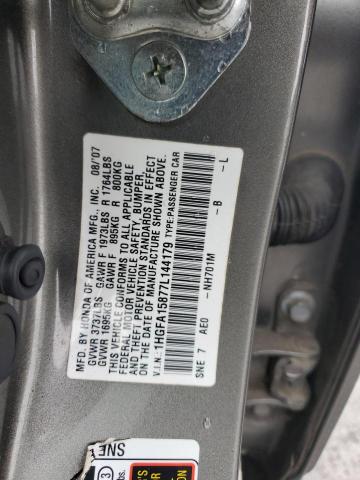 1HGFA15877L144179 - 2007 HONDA CIVIC EX CHARCOAL photo 12