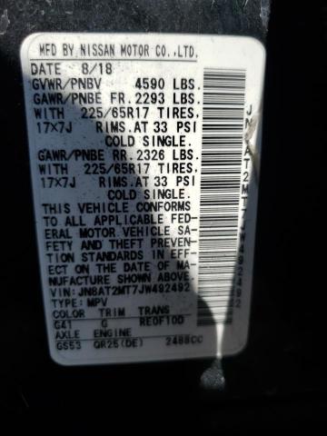 JN8AT2MT7JW492492 - 2018 NISSAN ROGUE S BLACK photo 13