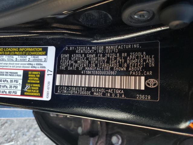 4T1BK1EB0DU030967 - 2013 TOYOTA AVALON BASE 黑色 照片 12