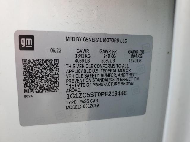 1G1ZC5ST0PF219446 - 2023 CHEVROLET MALIBU LS WHITE photo 12