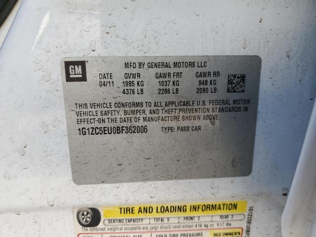 1G1ZC5EU0BF362006 - 2011 CHEVROLET MALIBU 1LT WHITE photo 12