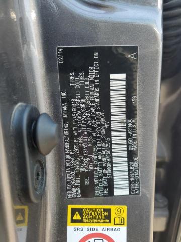 5TDKKRFH7ES012915 - 2014 TOYOTA HIGHLANDER XLE გრაფიტი ფოტო 13