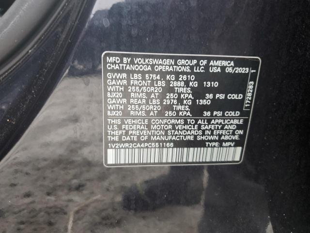 1V2WR2CA4PC551166 - 2023 VOLKSWAGEN ATLAS SE Көк фото 13
