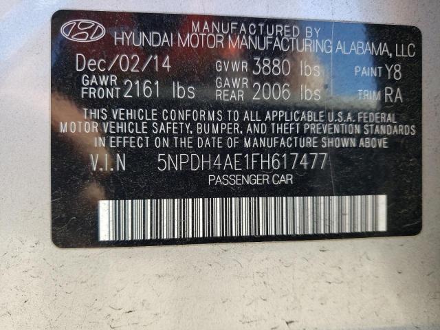 5NPDH4AE1FH617477 - 2015 HYUNDAI ELANTRA SE SILVER photo 12