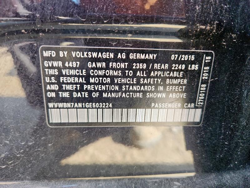 WVWBN7AN1GE503224 - 2016 VOLKSWAGEN CC BASE BLACK photo 13