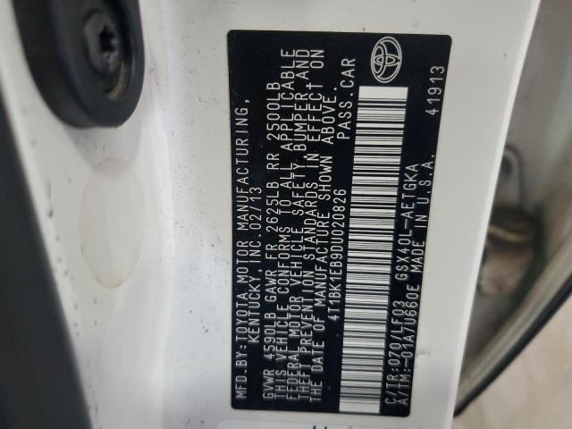 4T1BK1EB9DU020826 - 2013 TOYOTA AVALON BASE 白色 照片 12