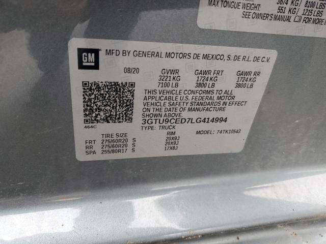 3GTU9CED7LG414994 - 2020 GMC SIERRA K1500 ELEVATION SILVER photo 13