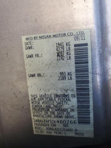 1N4AL2AP1CN460266 - 2012 NISSAN ALTIMA BASE BEIGE photo 12