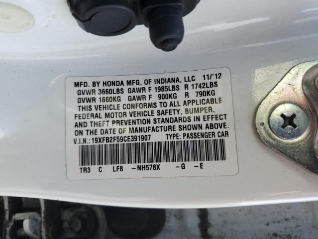 19XFB2F59CE391907 - 2012 HONDA CIVIC LX თეთრი ფოტო 12