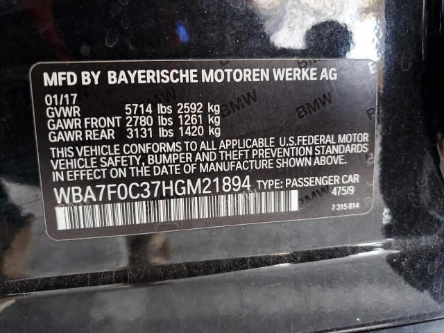 WBA7F0C37HGM21894 - 2017 BMW 750 I BLACK photo 12