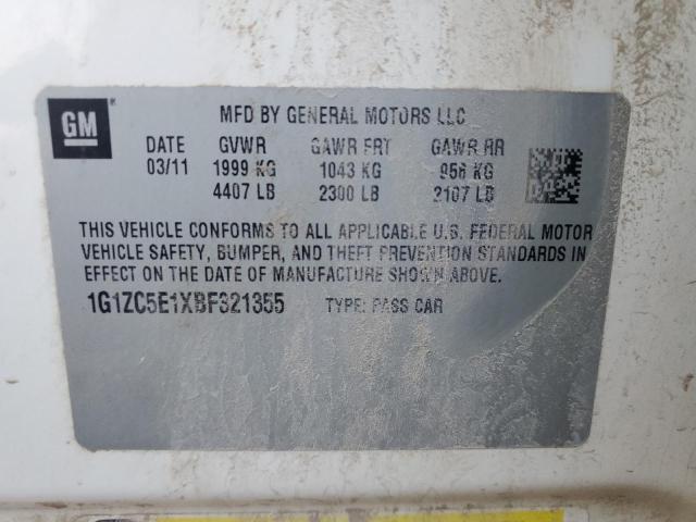 1G1ZC5E1XBF321355 - 2011 CHEVROLET MALIBU 1LT 白色 照片 12