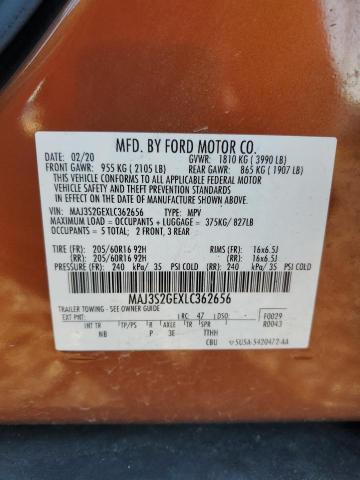 MAJ3S2GEXLC362656 - 2020 FORD ECOSPORT SE Коричневый фото 13