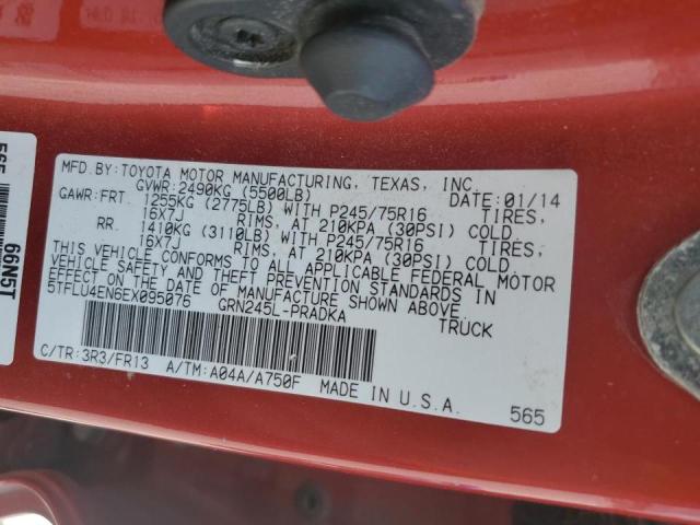 5TFLU4EN6EX095076 - 2014 TOYOTA TACOMA DOUBLE CAB RED photo 12