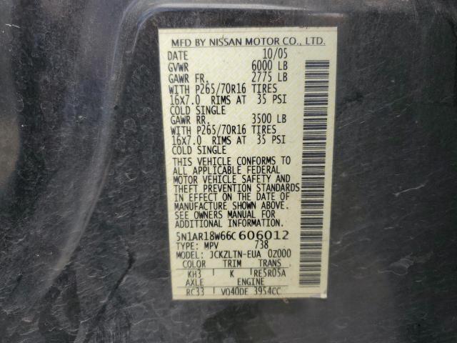 5N1AR18W66C606012 - 2006 NISSAN PATHFINDER LE 黑色 照片 13