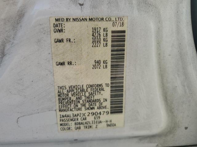 1N4AL3AP2JC290479 - 2018 NISSAN ALTIMA 2.5 白色 照片 12