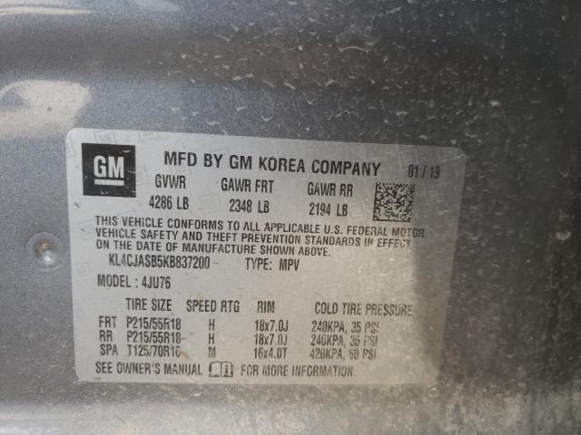 KL4CJASB5KB837200 - 2019 BUICK ENCORE PREFERRED Сұр фото 13